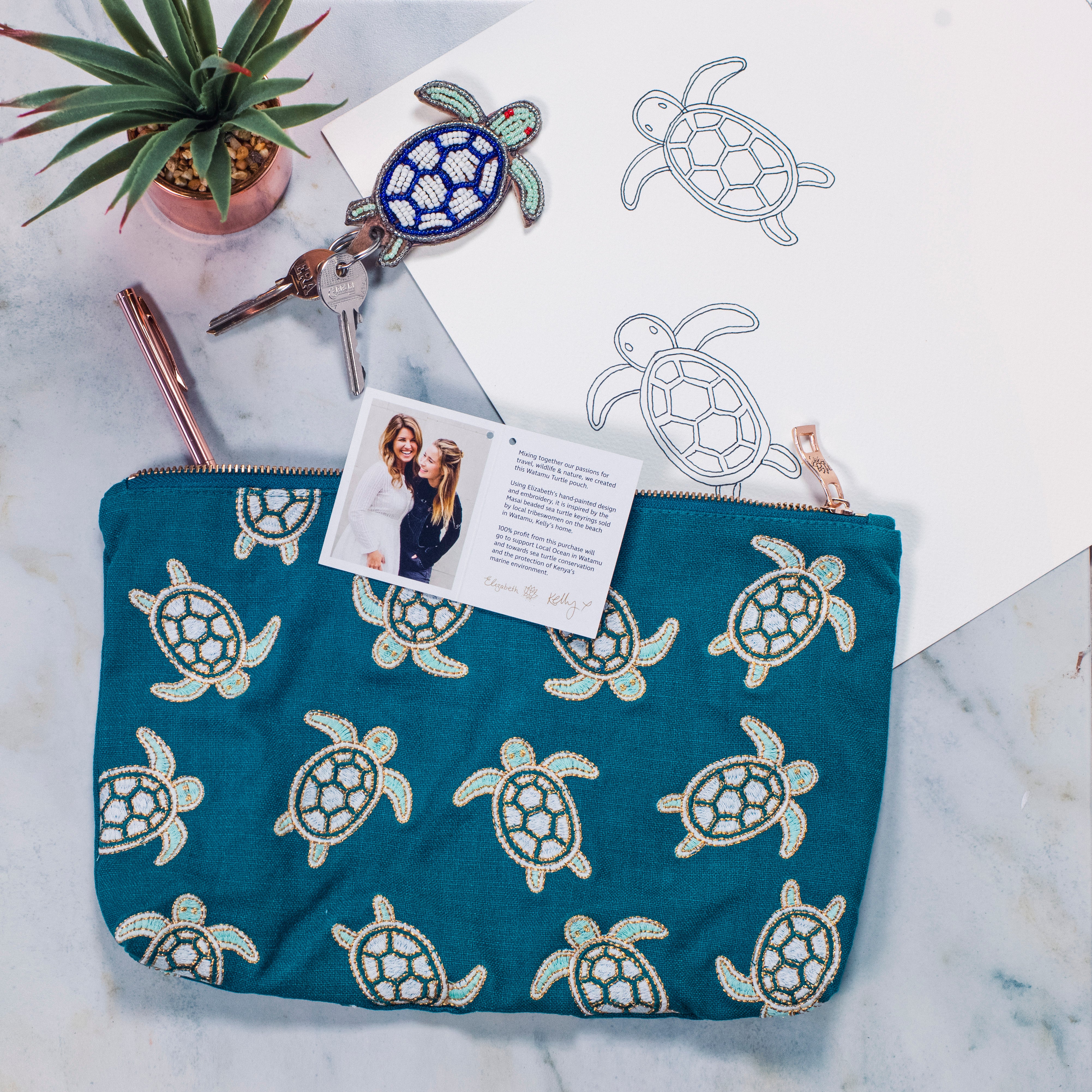 Watamu Turtles Pouch | Elizabeth Scarlett