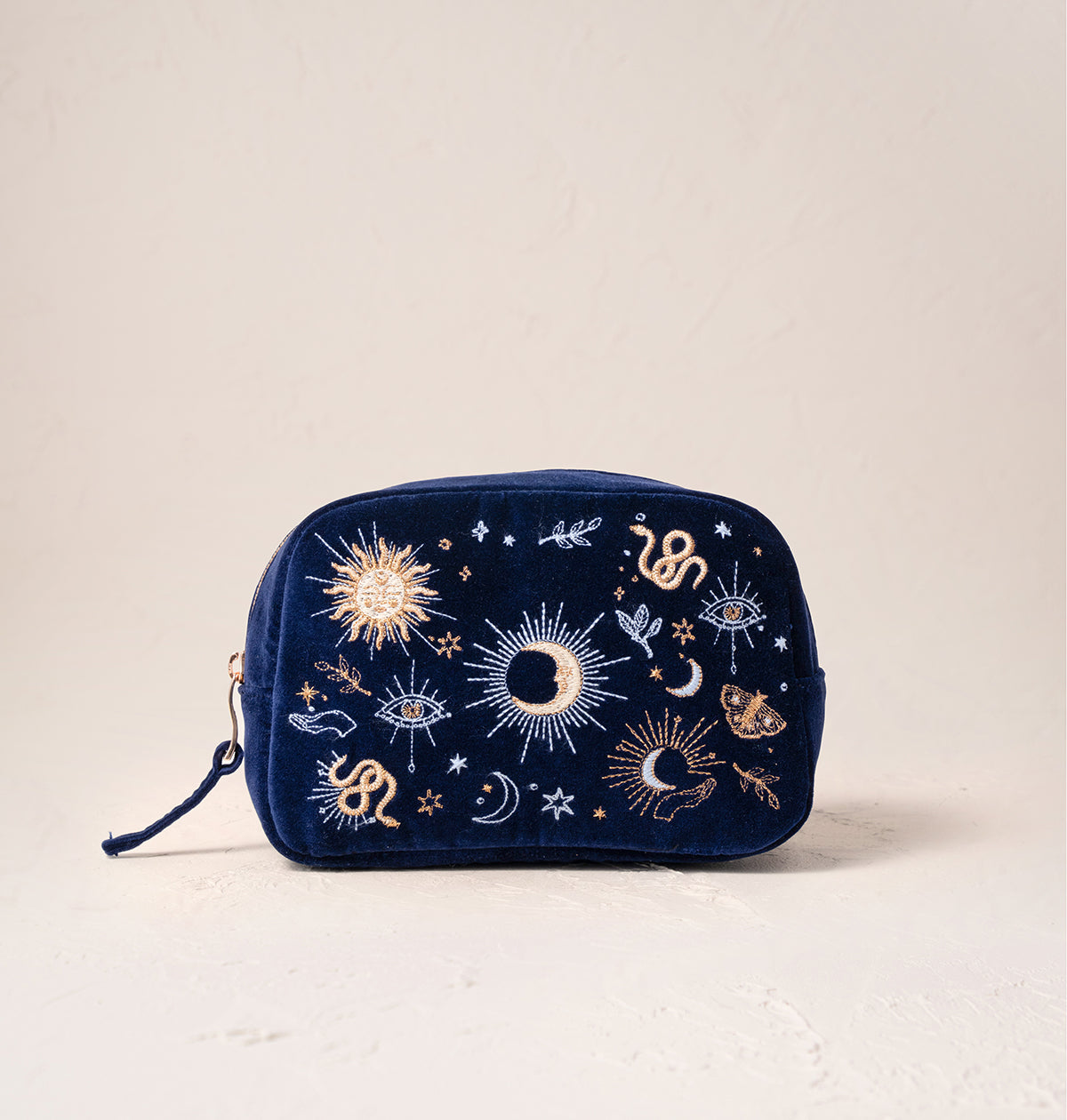 Boho Mysticism Navy Velvet Makeup Bag - Main Image