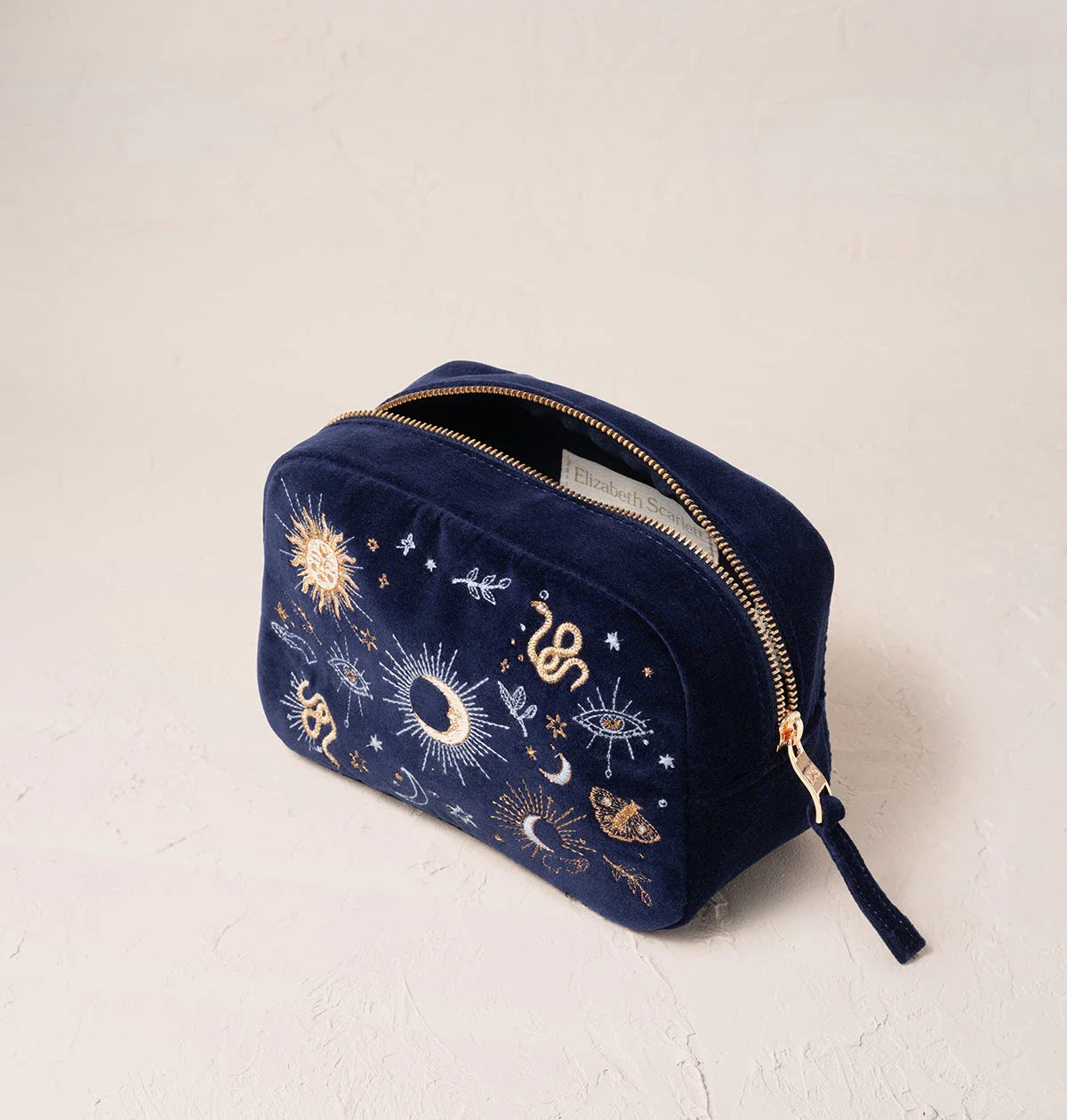 Boho Mysticism Navy Velvet Makeup Bag