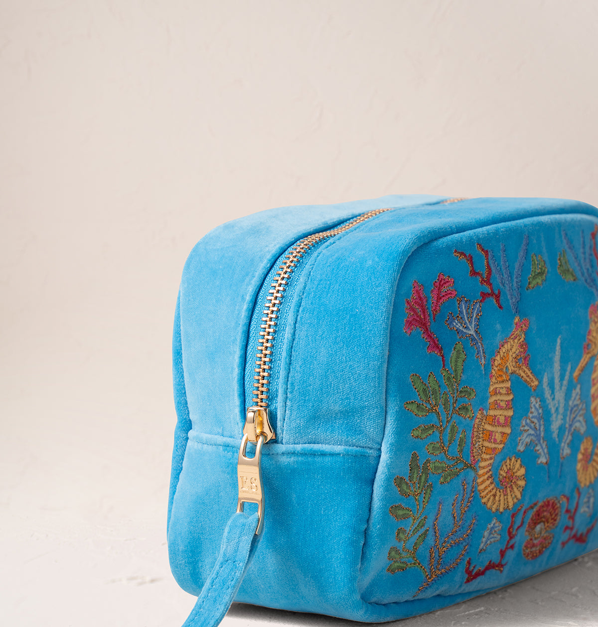 Coral Seahorse Makeup Bag