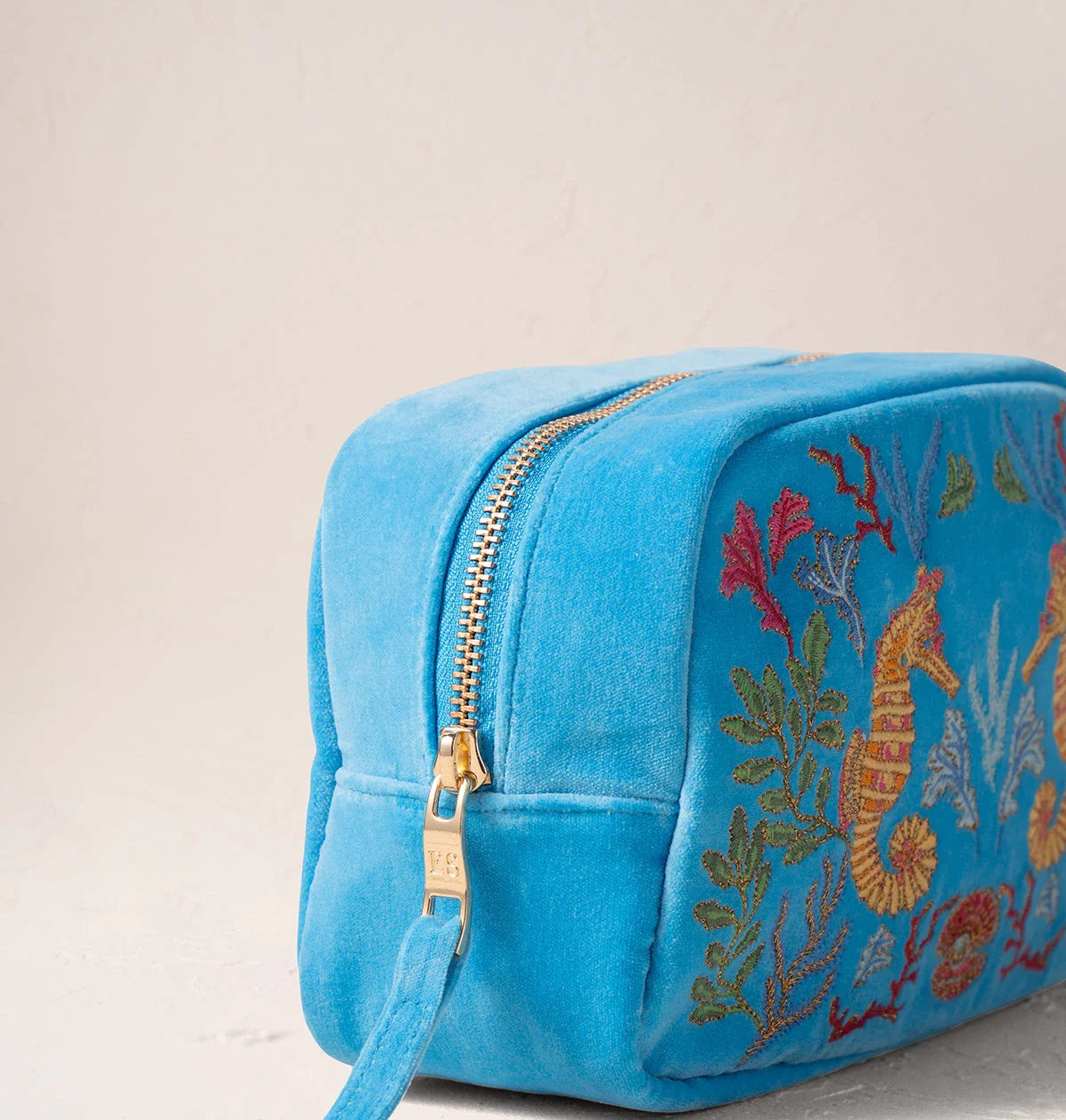 Coral Seahorse Makeup Bag