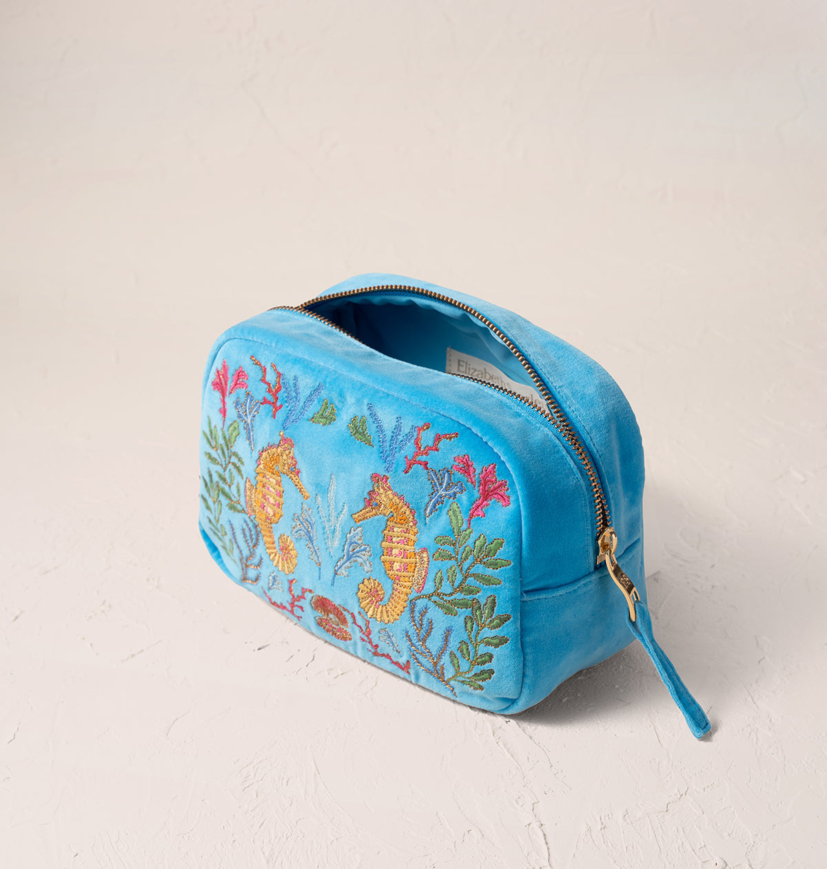 Coral Seahorse Makeup Bag