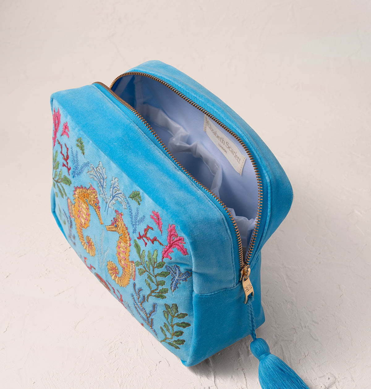 Coral Seahorse Wash Bag