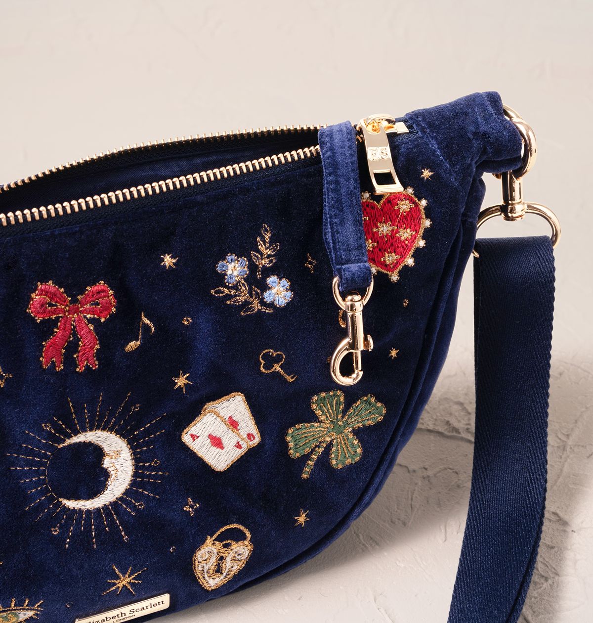 Cosmic Charms Velvet Crossbody Sling Bag