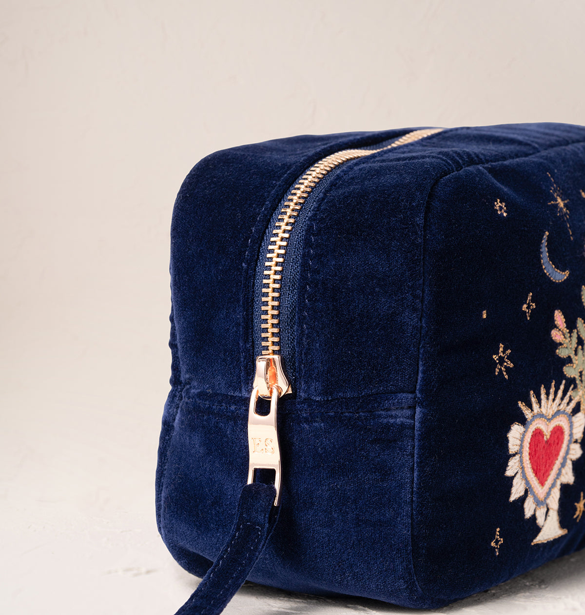 Enchanted Alphabet Navy Velvet Makeup Bag