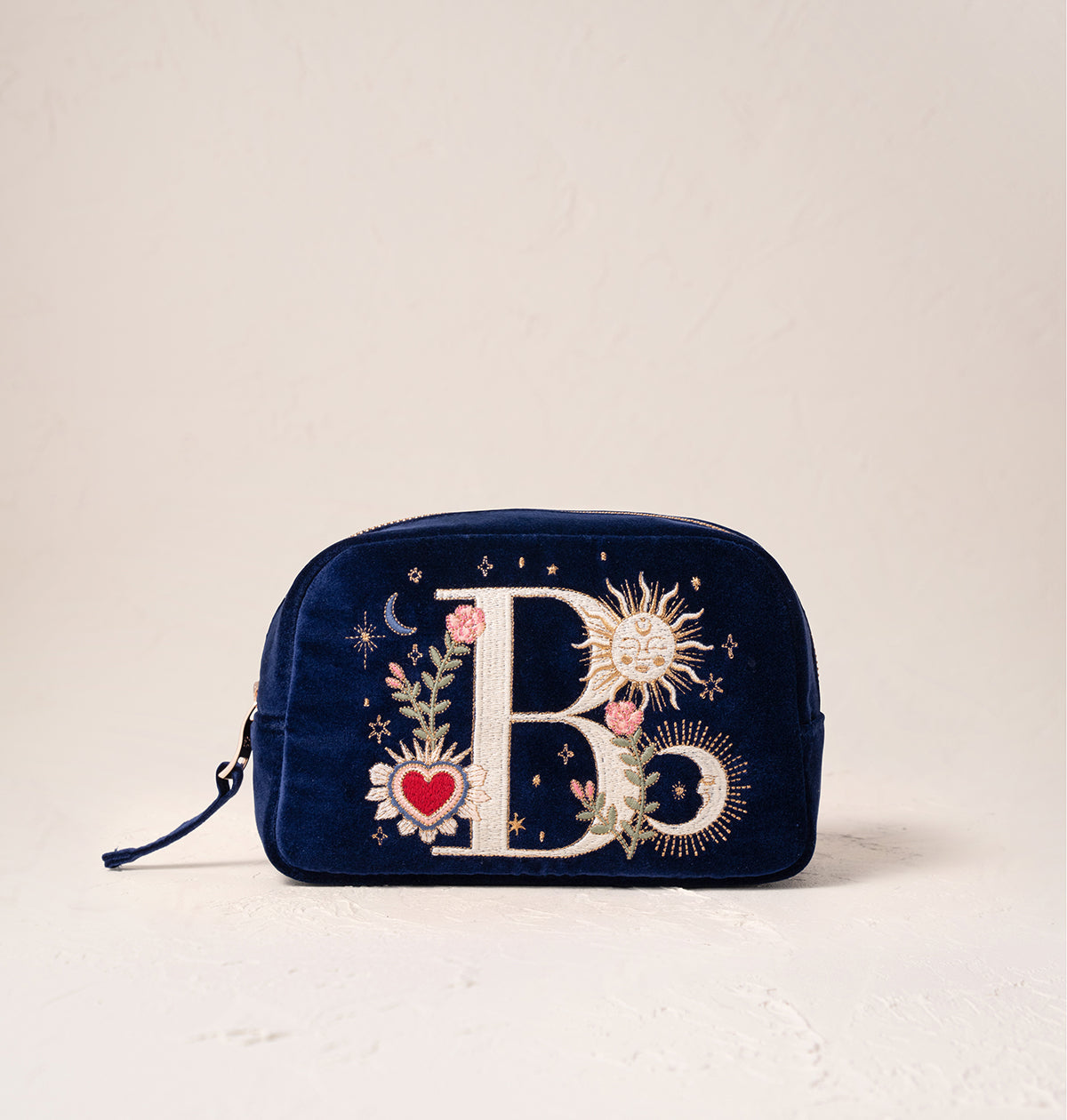 Enchanted Alphabet Navy Velvet Makeup Bag