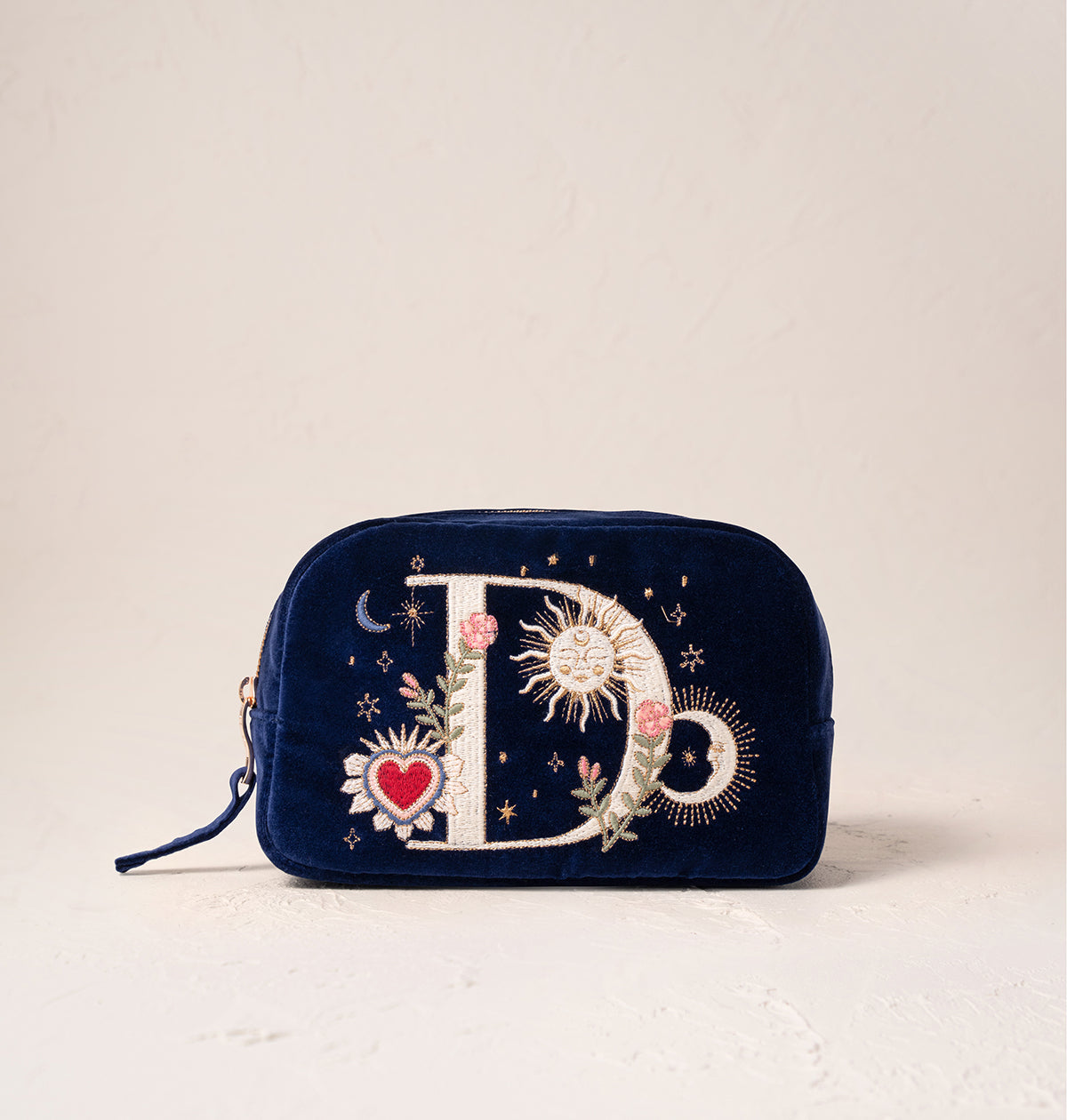 Enchanted Alphabet Navy Velvet Makeup Bag