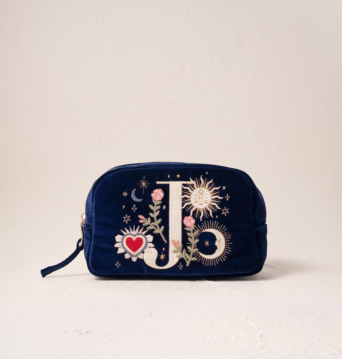 Enchanted Alphabet Navy Velvet Makeup Bag