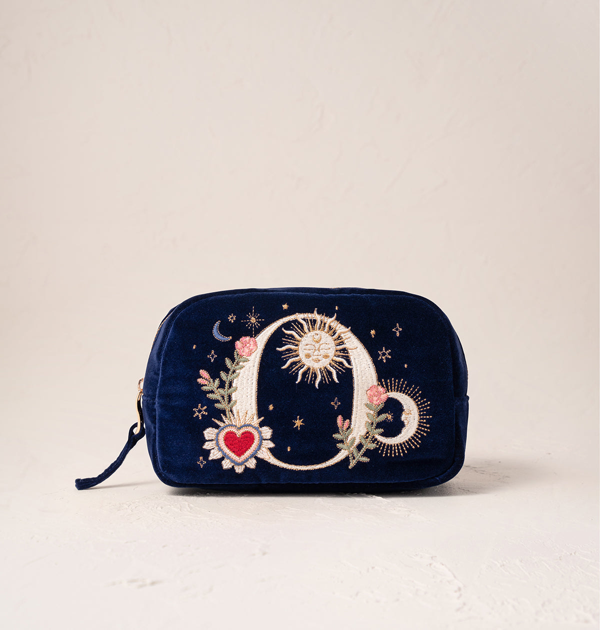 Enchanted Alphabet Navy Velvet Makeup Bag
