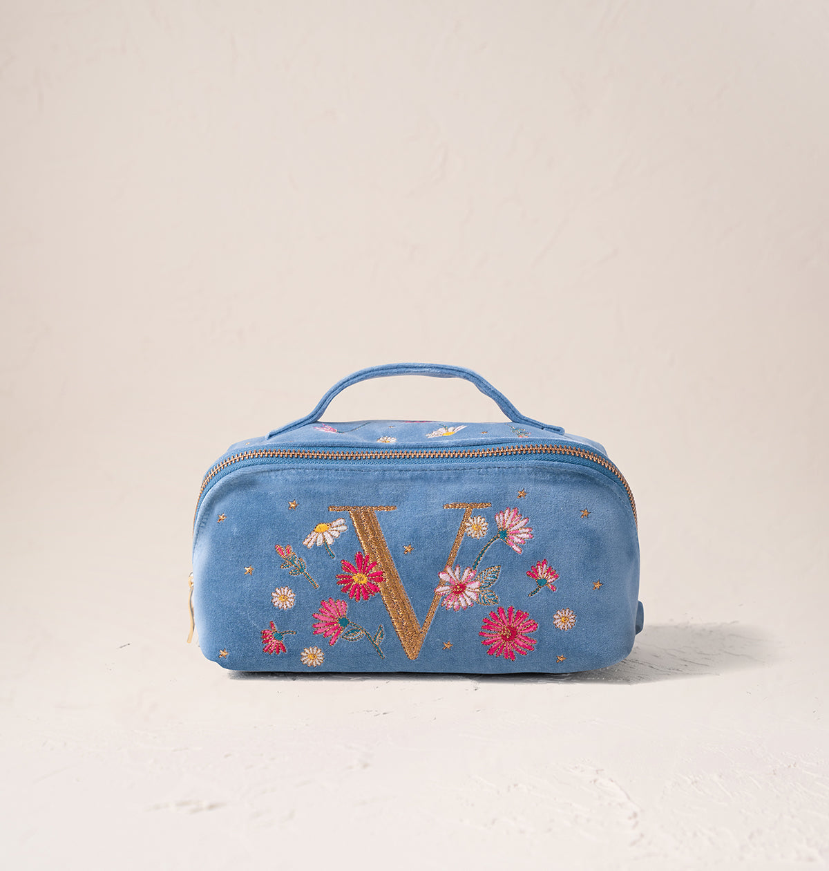 Floral Alphabet Open Flat Makeup Bag
