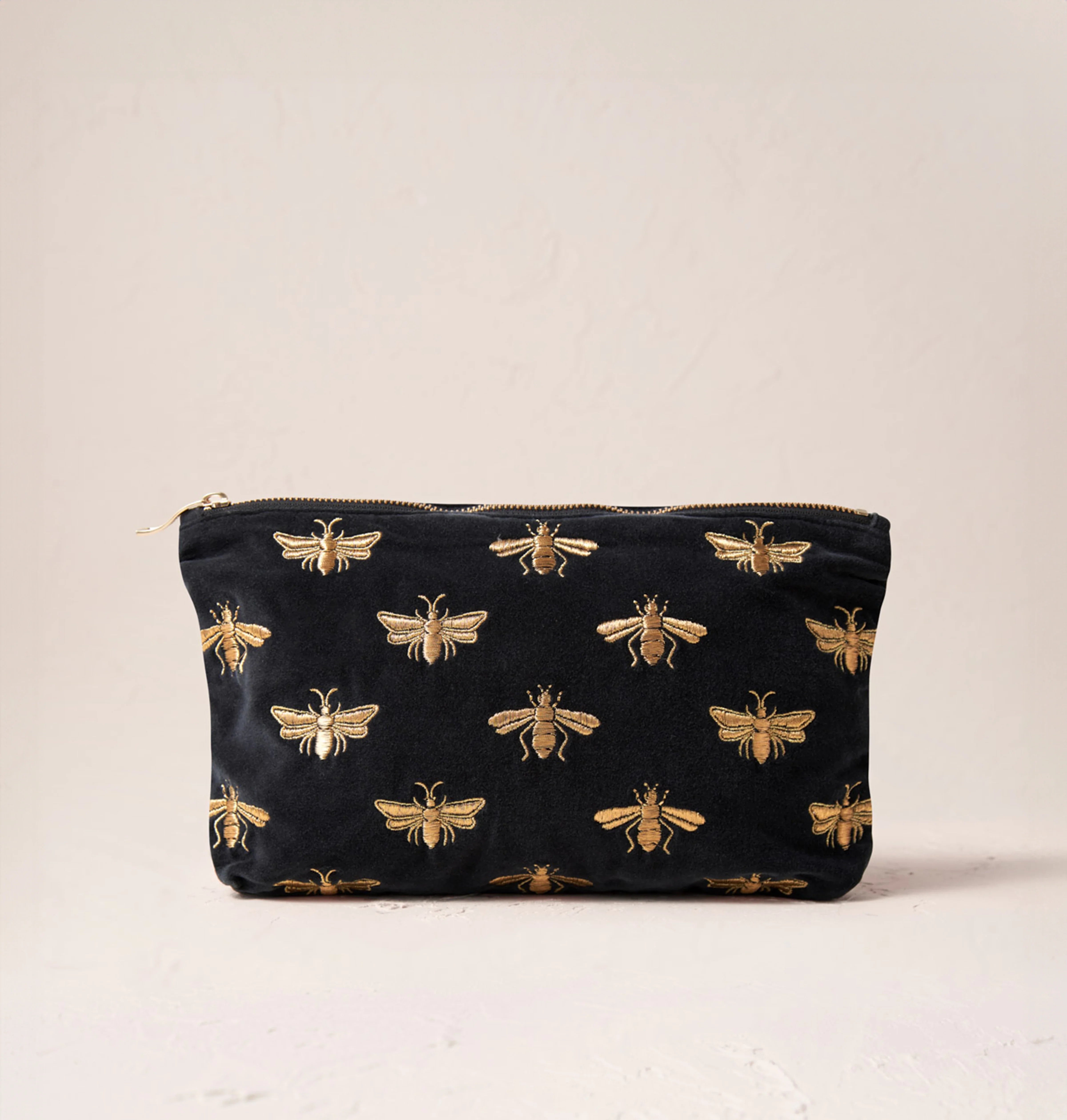 Monogram Embroidered Bee Velvet Makeup Bag and Pouch – Elizabeth Monogram Embroidered Bee Velvet Makeup Bag and Pouch – Elizabeth