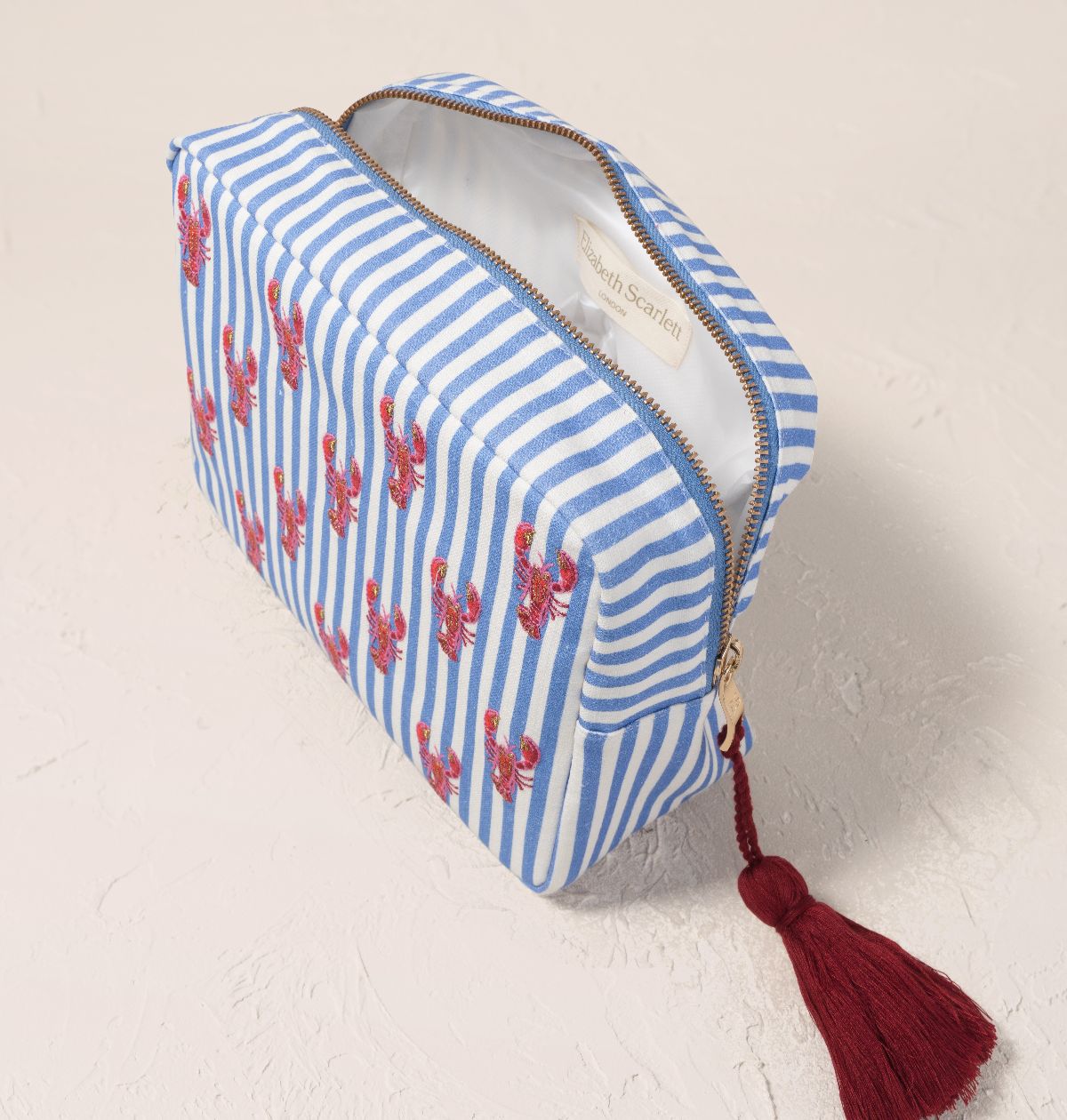 Lobster Stripe Canvas Printed Wash Bag