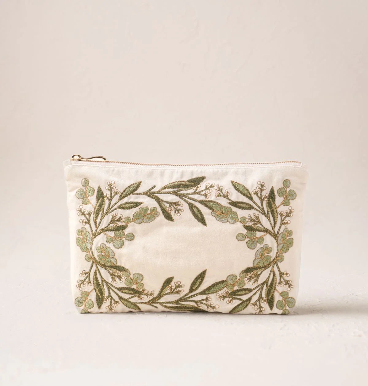 Elizabeth Scarlett 刺繍ポーチ オリーブグリーン Everyday Pouch