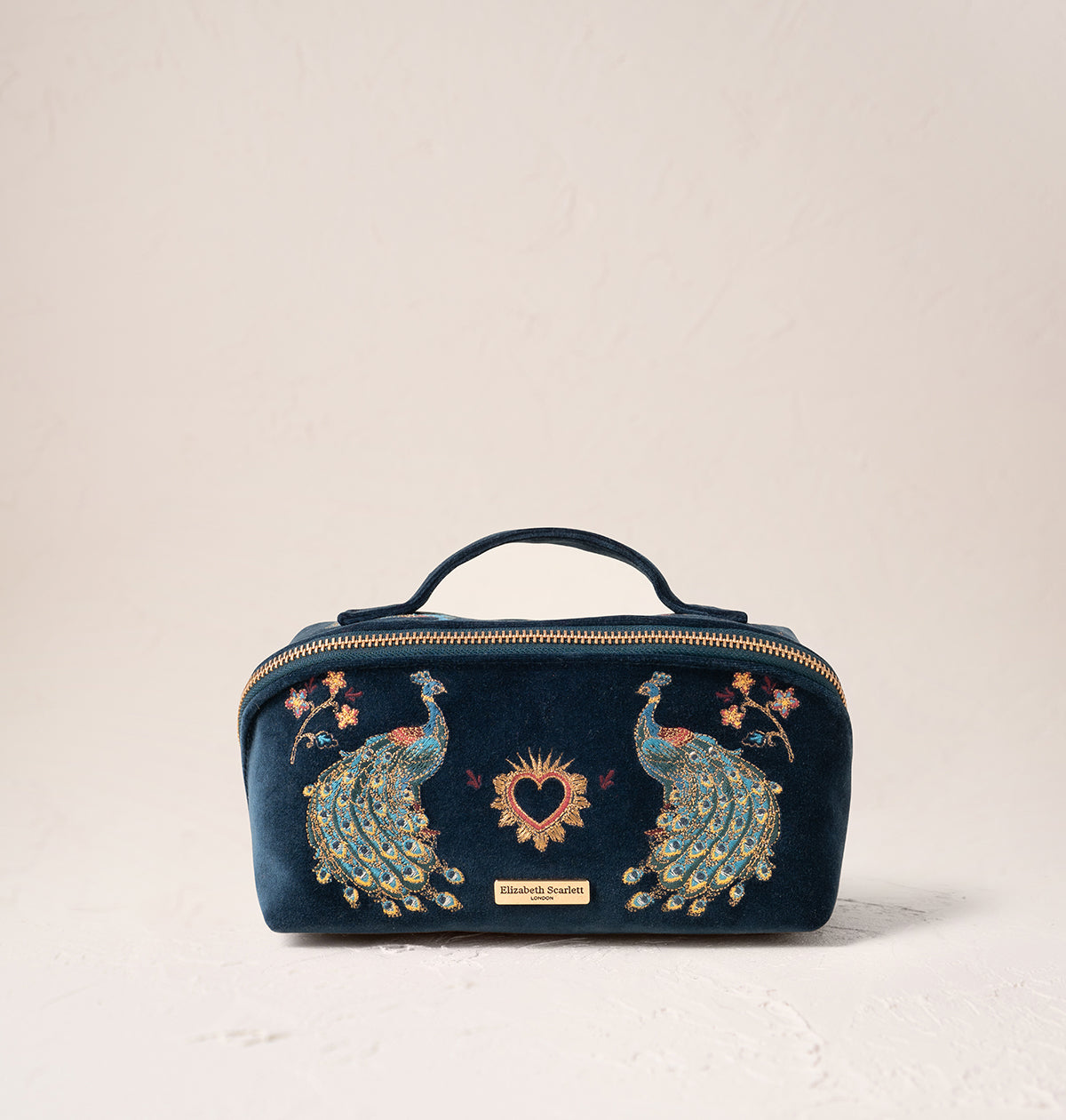 Peacock Floral Open Flat Makeup Bag