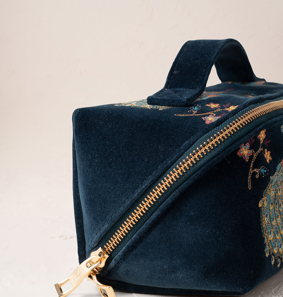 Peacock Floral Open Flat Makeup Bag