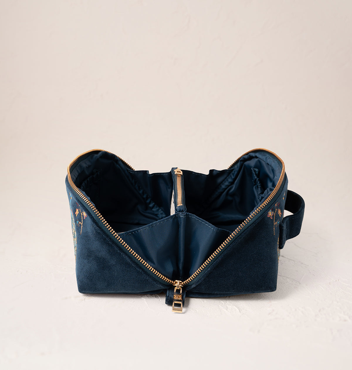 Peacock Floral Open Flat Makeup Bag
