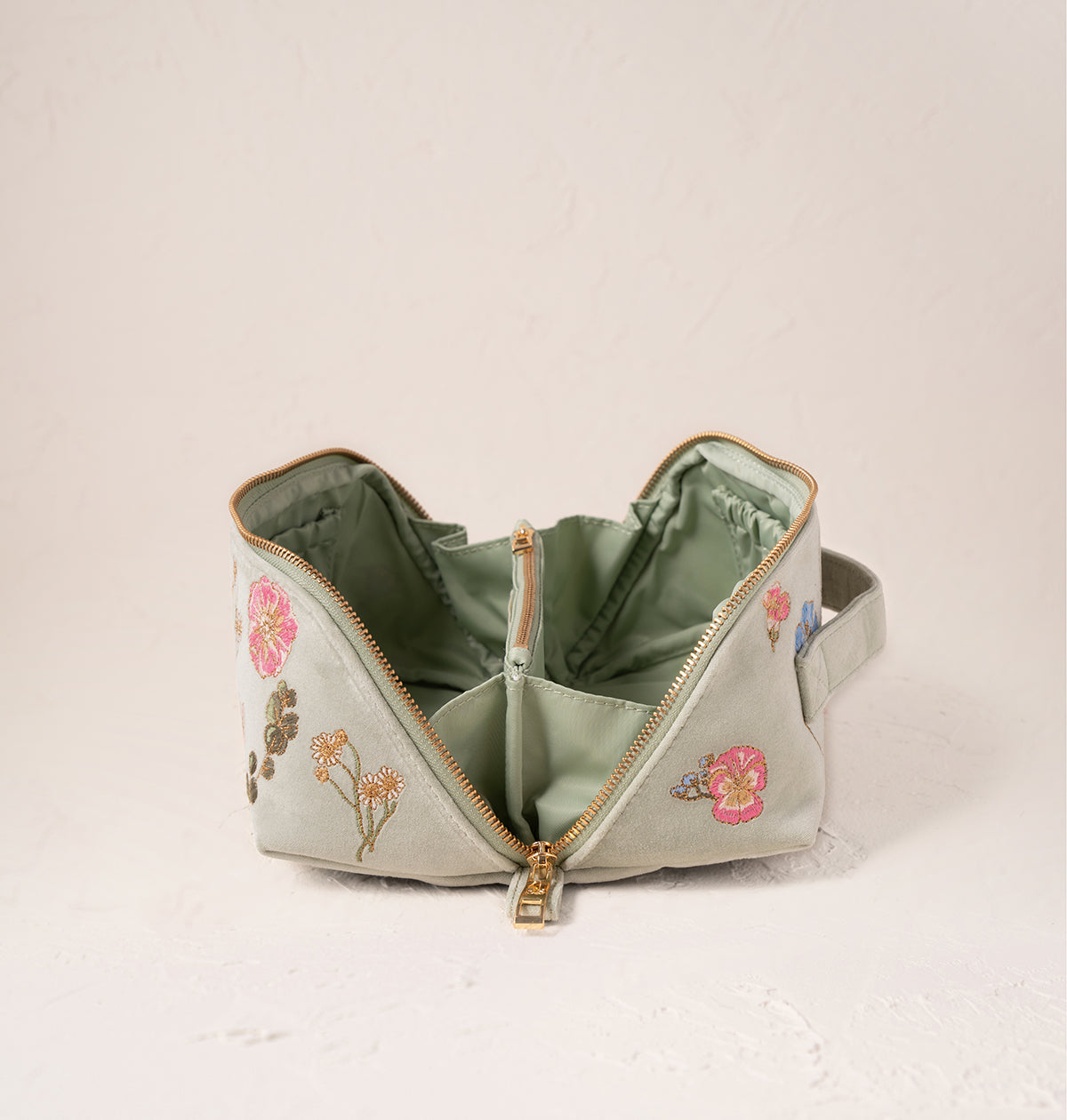 Pressed Flowers Open Flat Makeup Bag