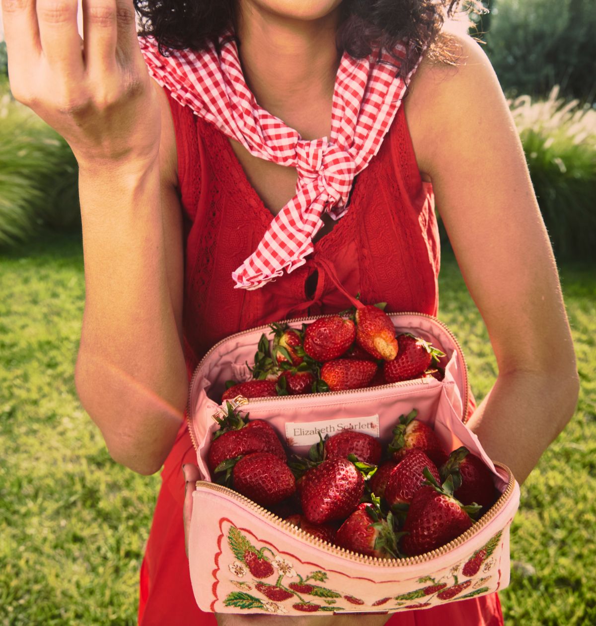 Strawberries Open Flat Makeup Bag