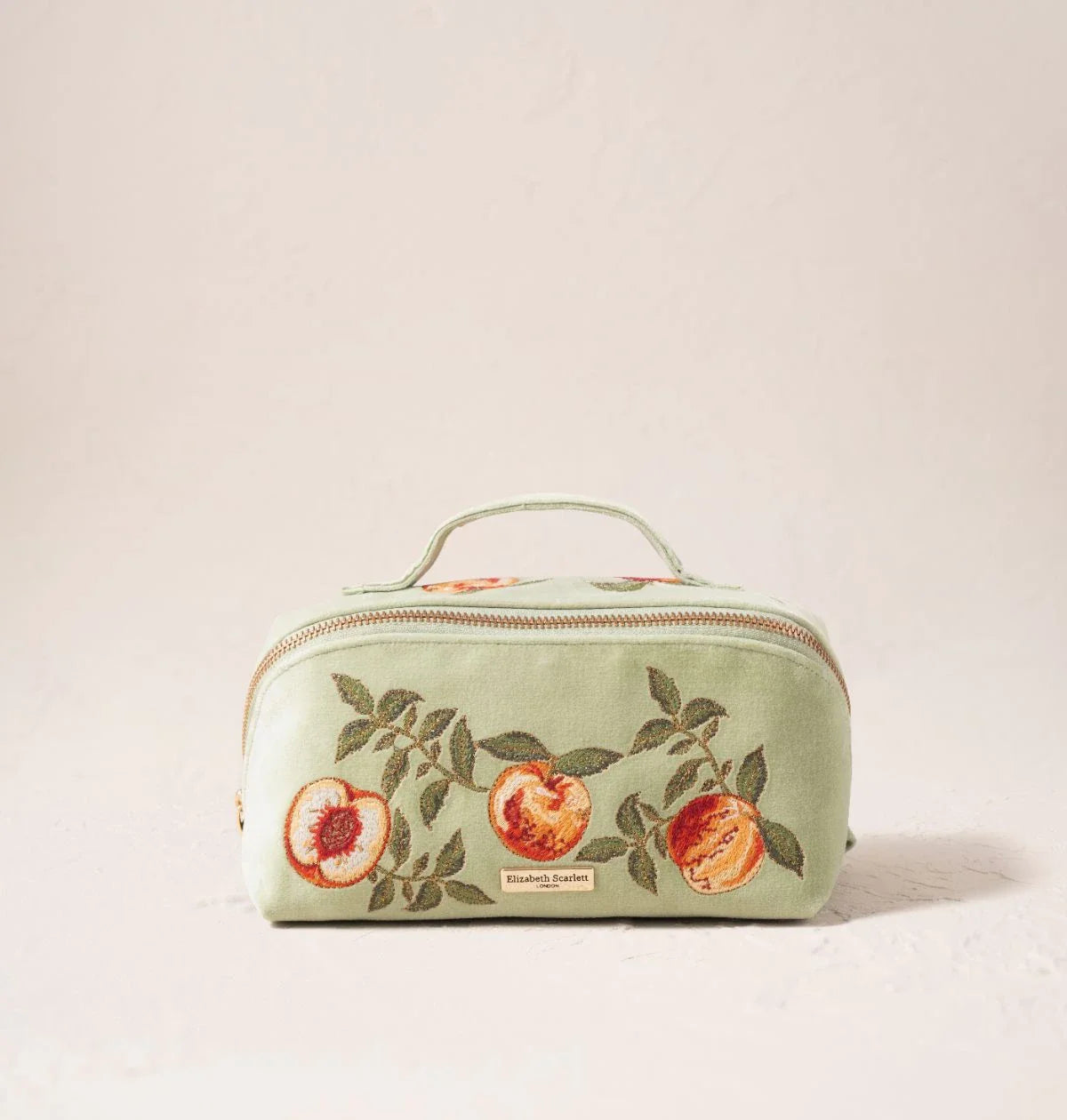Summer Peach Open Flat Makeup Bag in Celadon | Elizabeth Scarlett