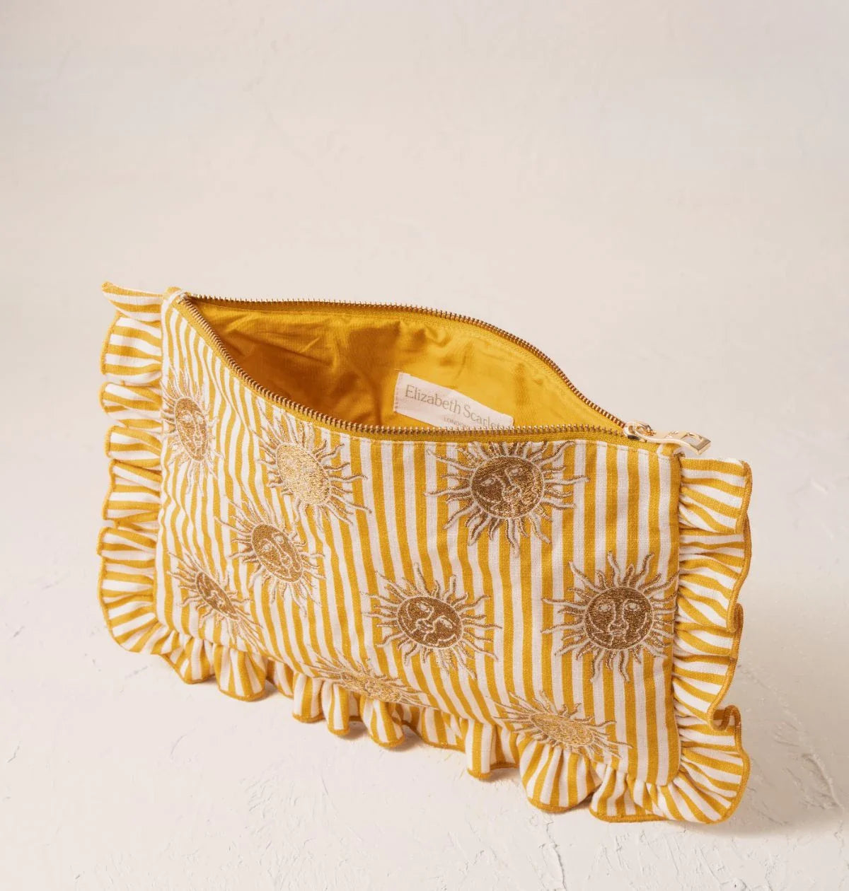 Sun Goddess Stripe Printed Frill Pouch