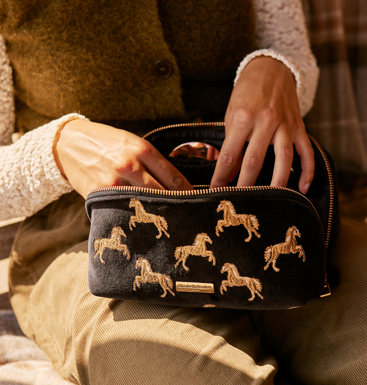 Wild Horses Open Flat Makeup Bag