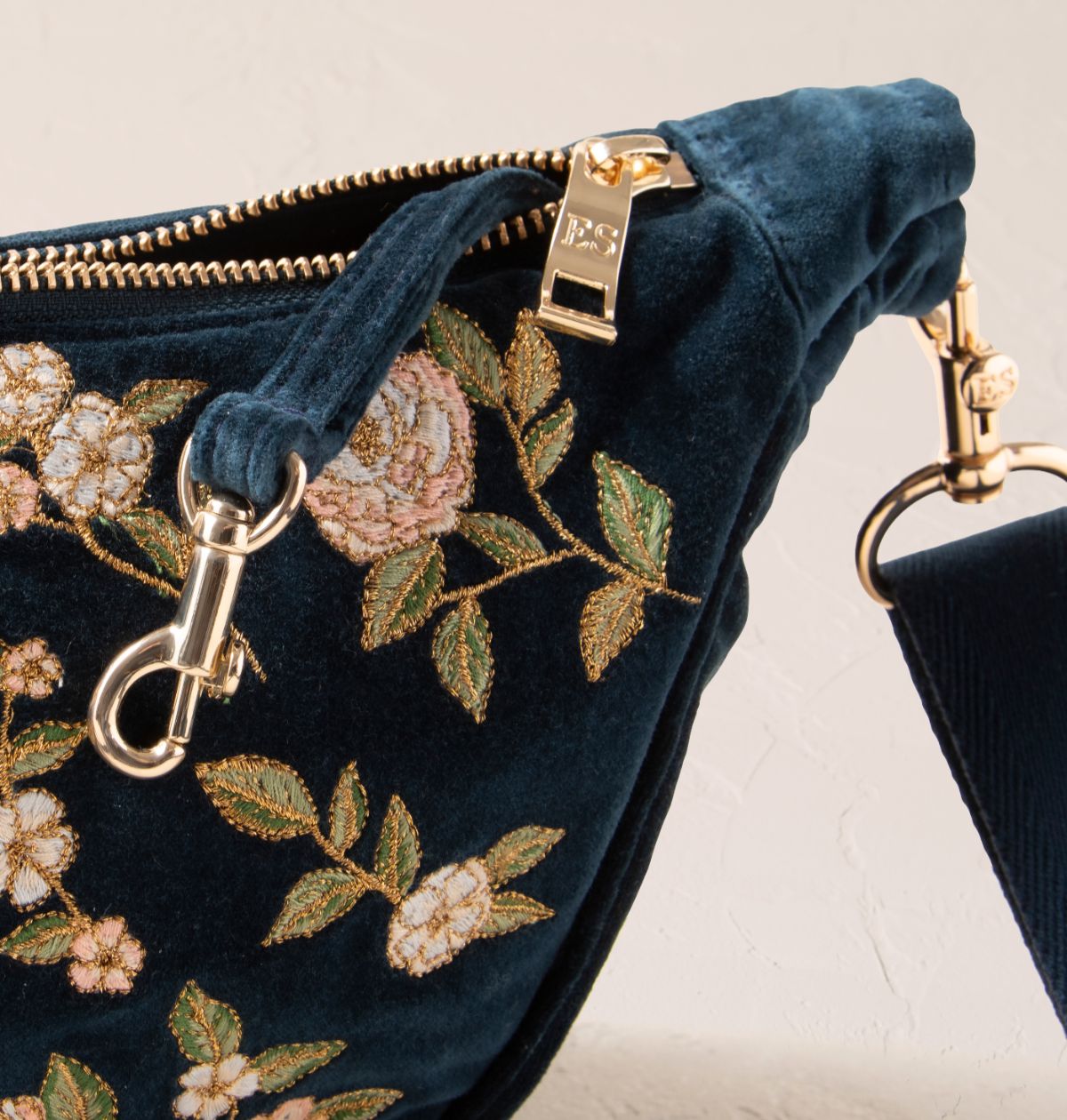Wild Rose Velvet Crossbody Sling Bag