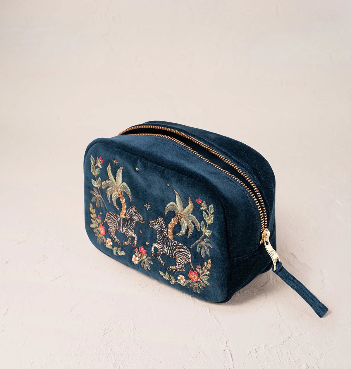 Wild Zebra Palm Makeup Bag