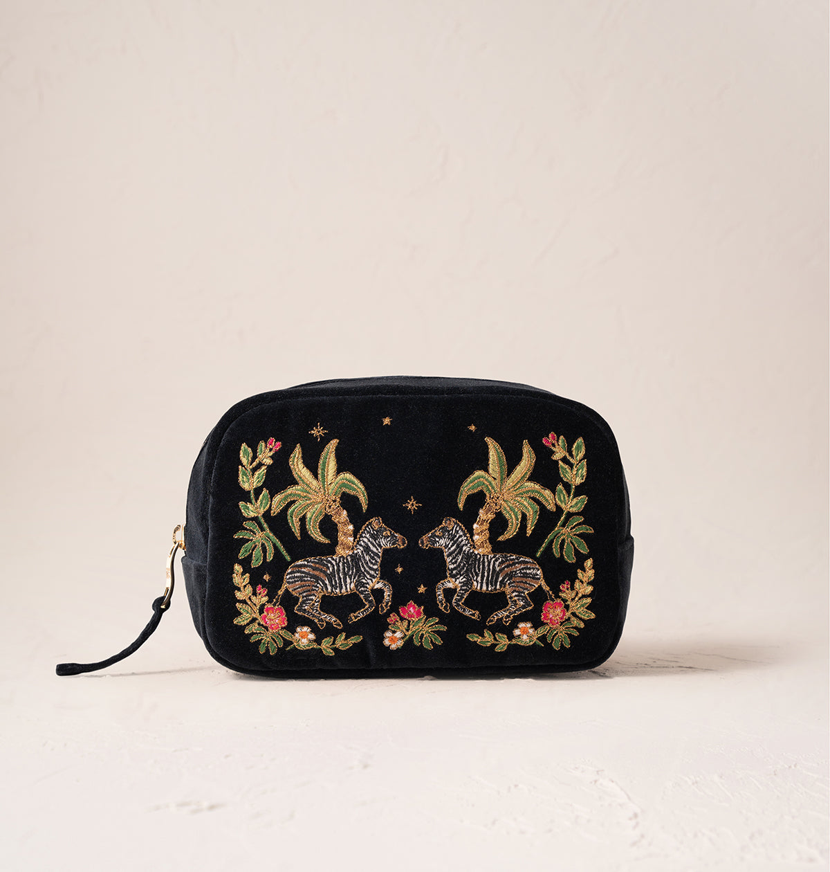 Wild Zebra Palm Makeup Bag