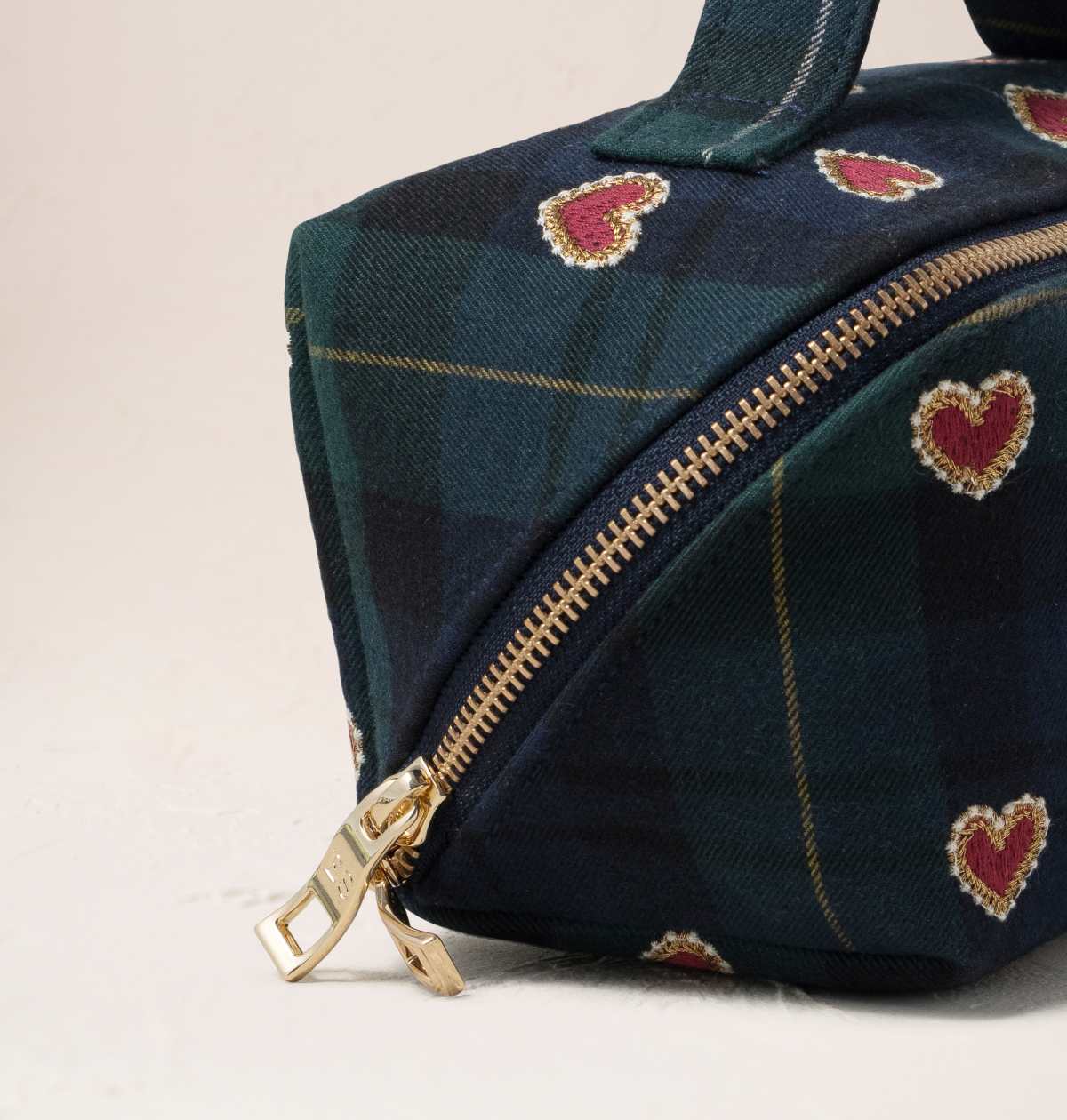 Love Hearts Tartan Open Flat Makeup Bag