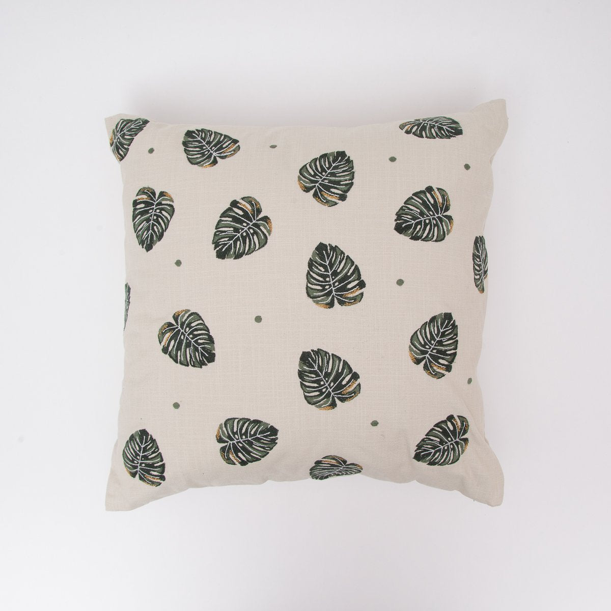 Decorative Embroidered Jungle Leaf Natural Cushion 1