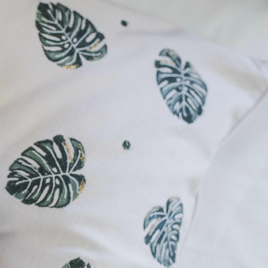 Decorative Embroidered Jungle Leaf Natural Cushion 3