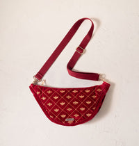Bee Trellis Velvet Crossbody Sling Bag