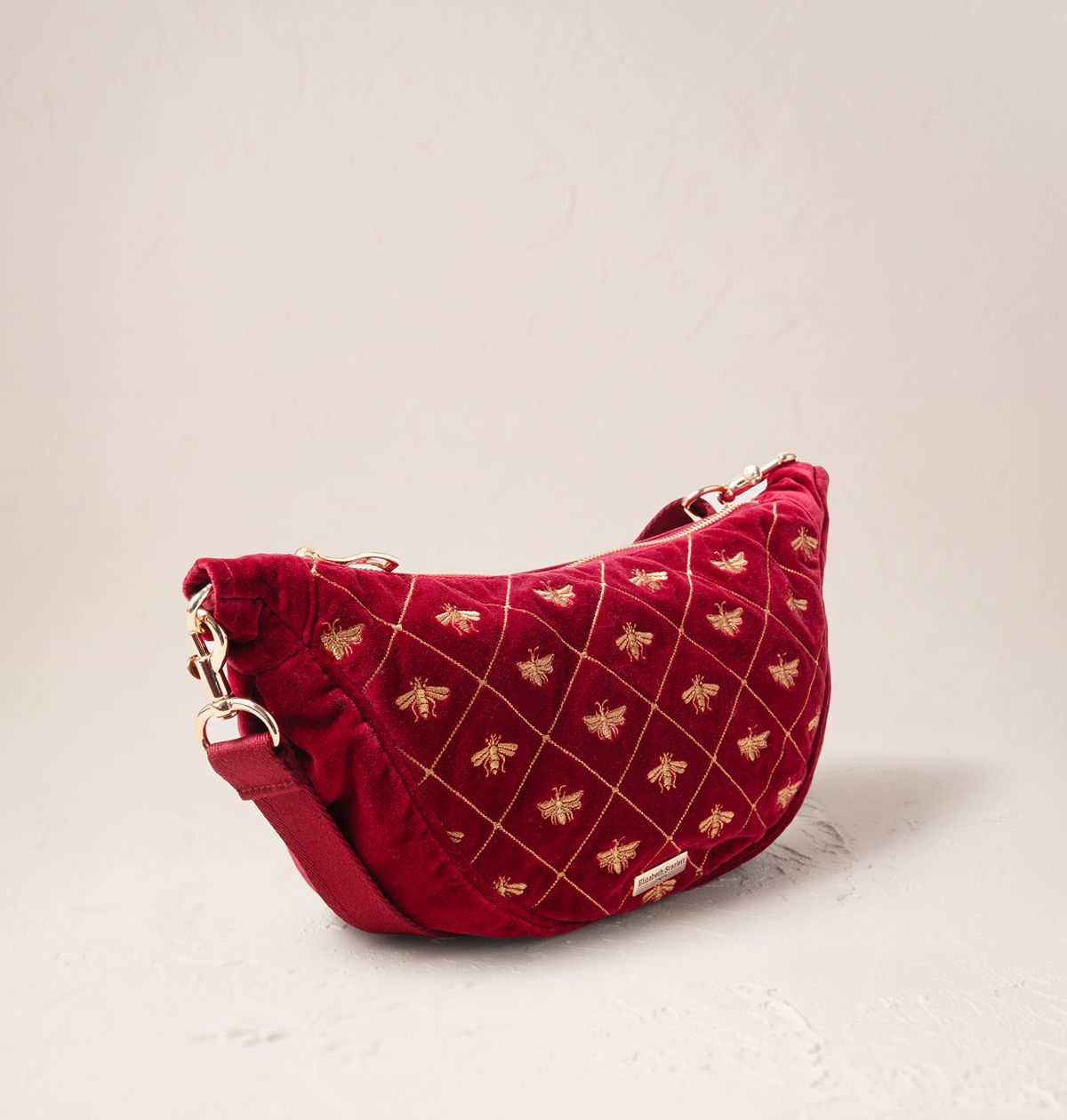 Bee Trellis Velvet Crossbody Sling Bag