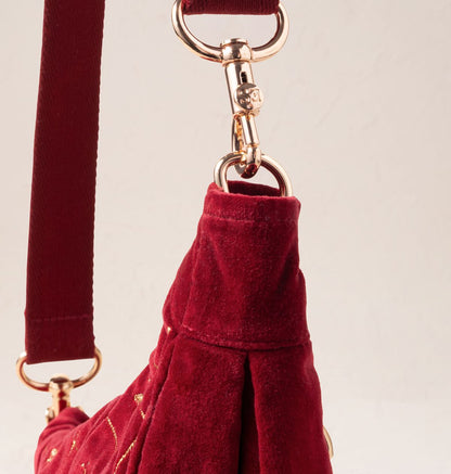 Bee Trellis Velvet Crossbody Sling Bag