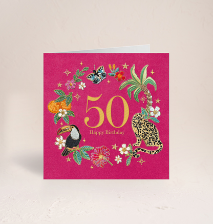 Tropical Paradise 50th Birthday Card