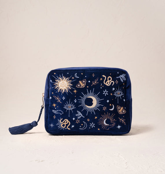BohoMysticismNavyVelvetWashBag