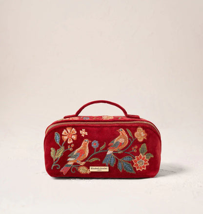 Botanical Birds Open Flat Makeup Bag