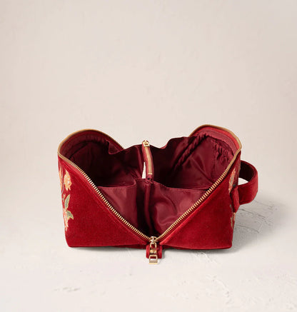 Botanical Birds Open Flat Makeup Bag
