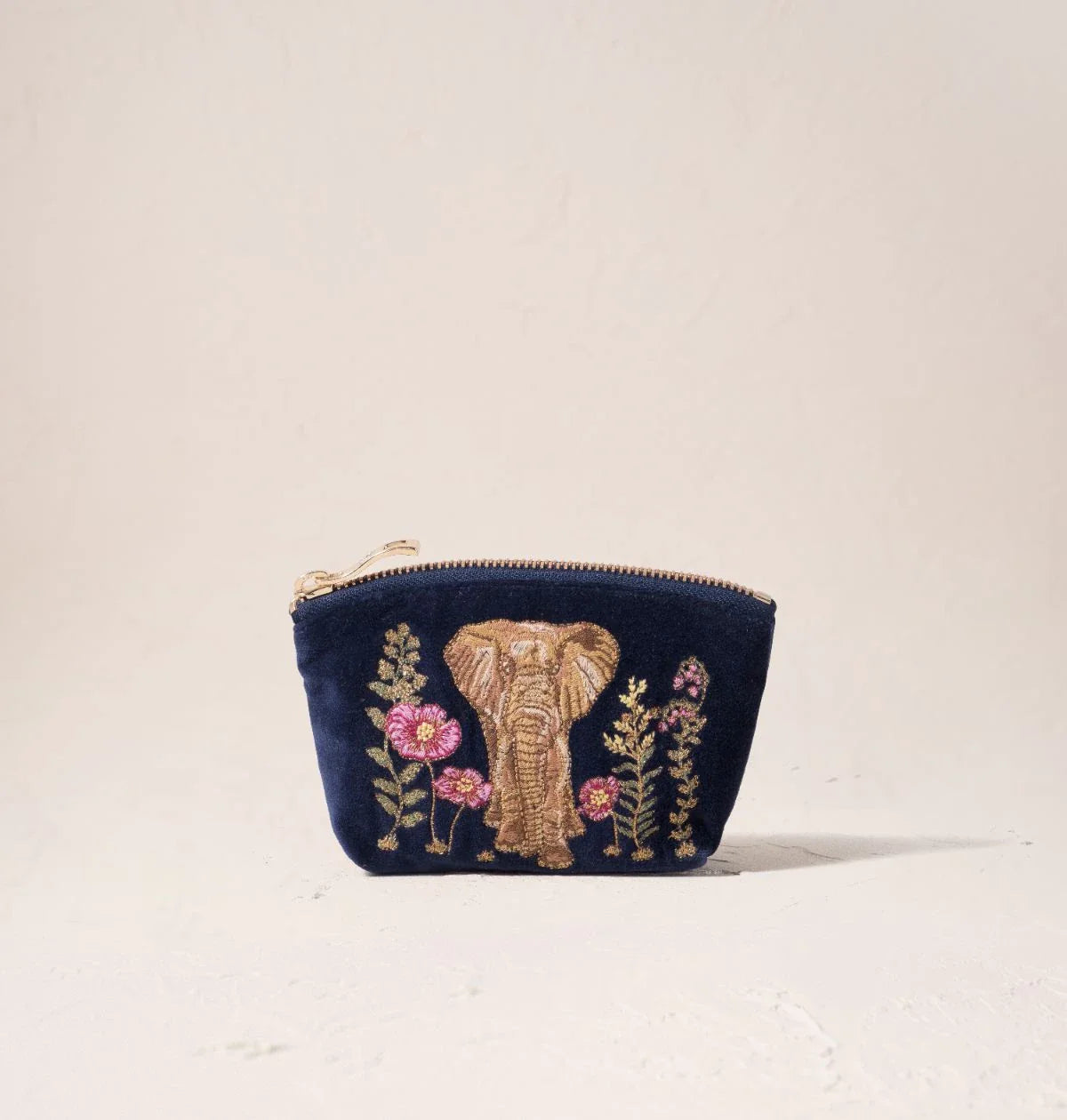 Botanical Elephant Velvet Coin Purse