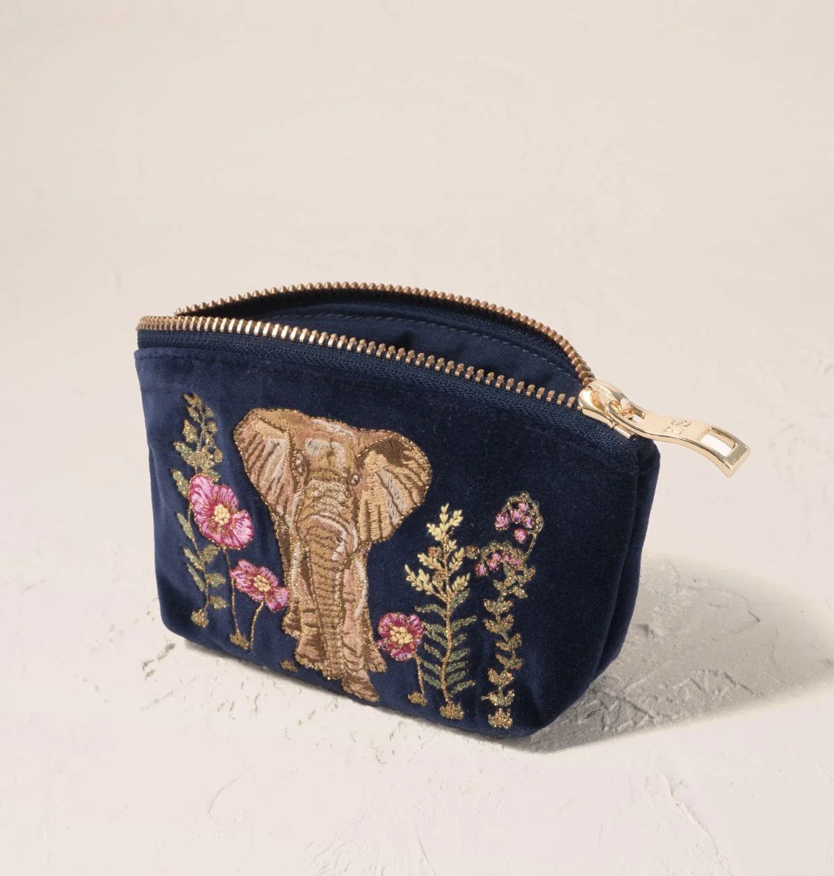 Botanical Elephant Velvet Coin Purse