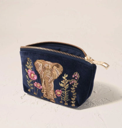 Botanical Elephant Velvet Coin Purse