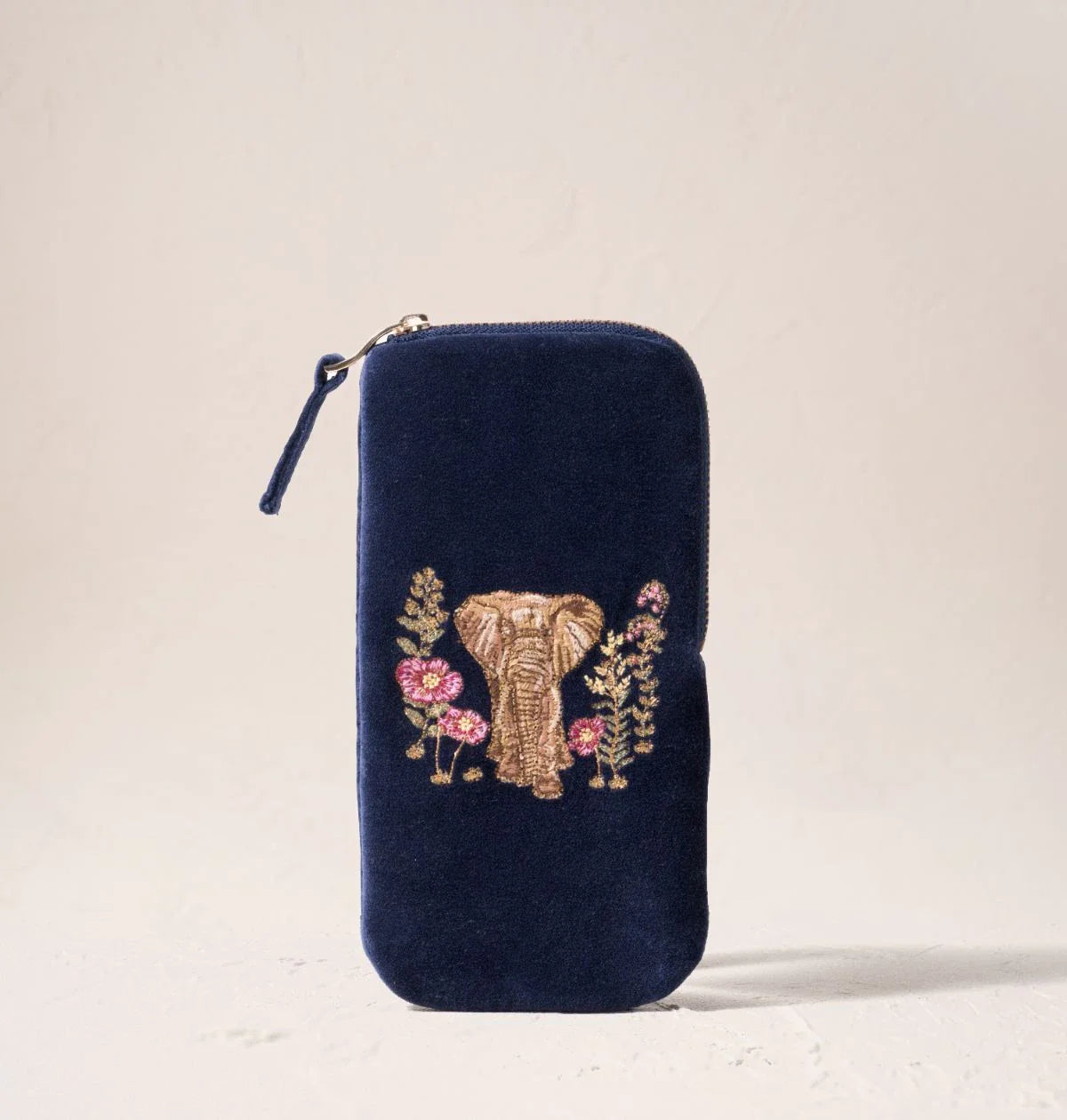 Botanical Elephant Velvet Glasses Case
