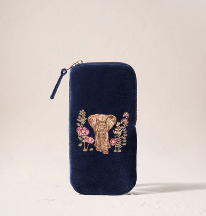 Botanical Elephant Velvet Glasses Case