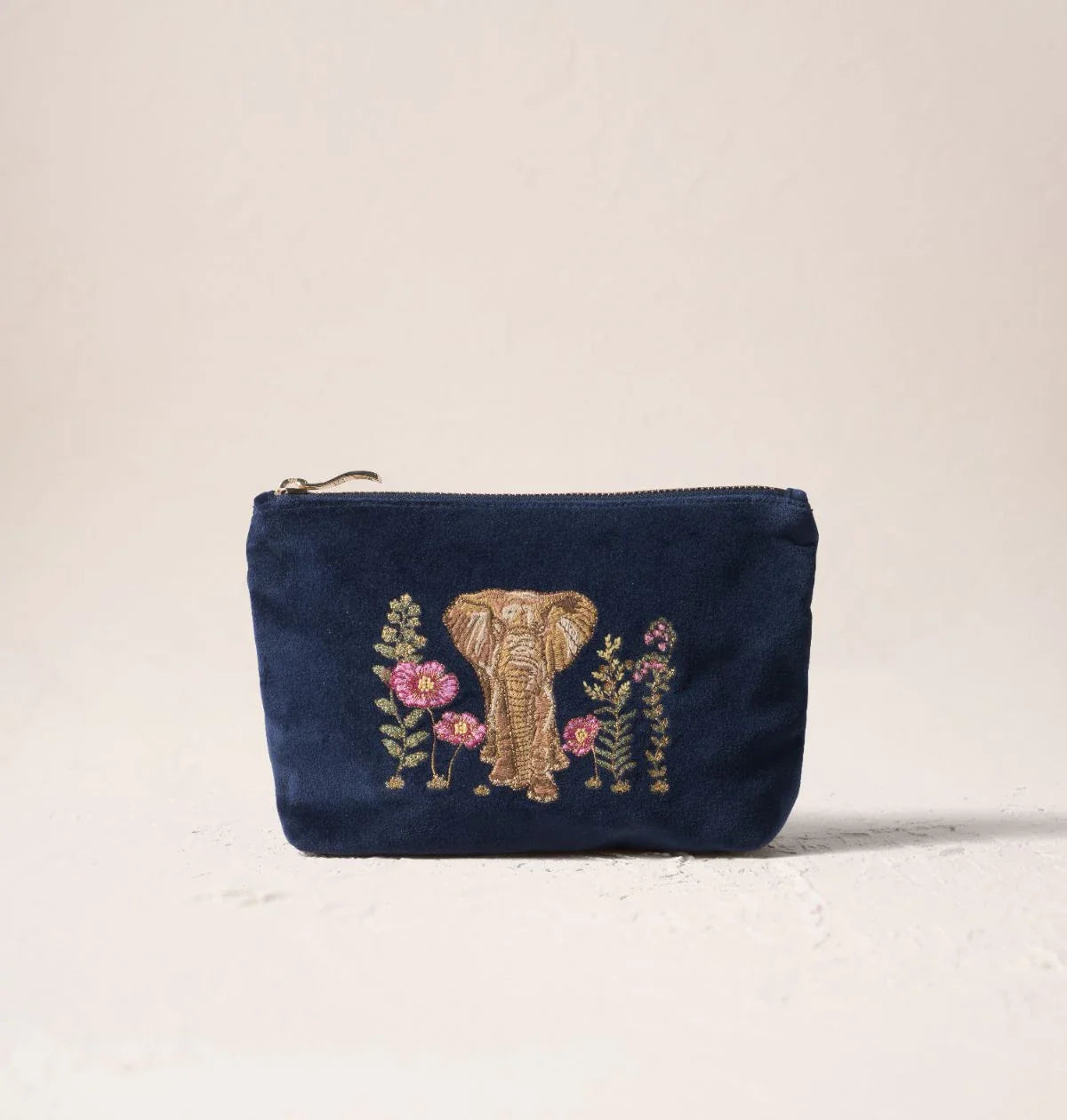 Botanical Elephant Velvet Mini Pouch