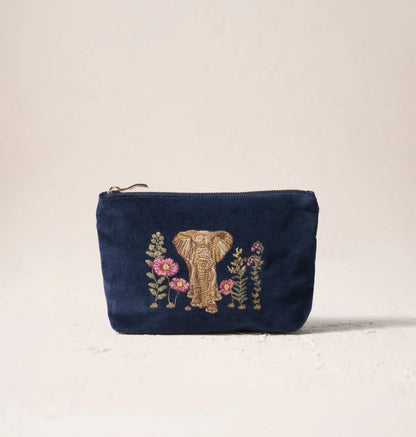 Botanical Elephant Velvet Mini Pouch