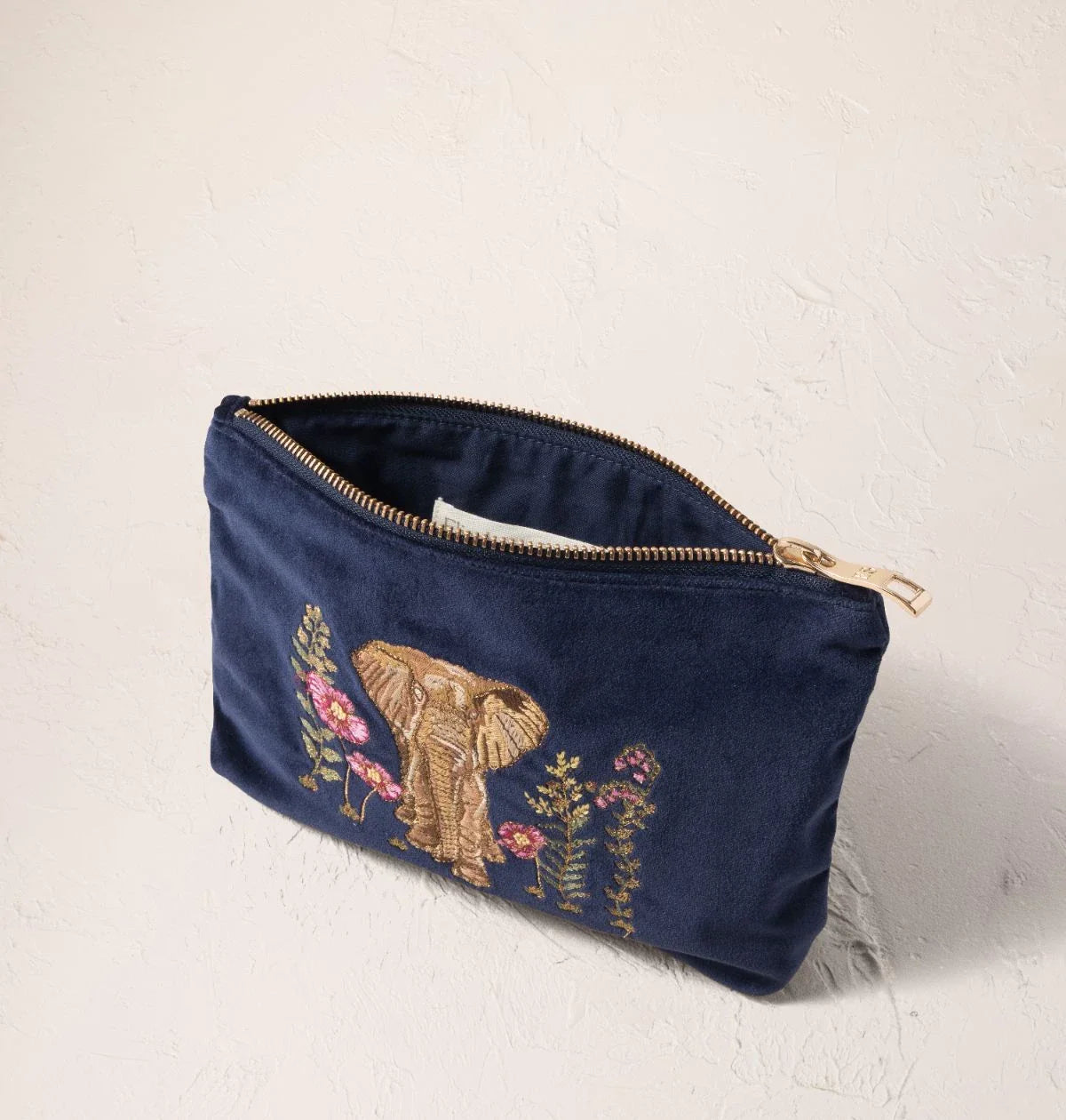 Botanical Elephant Velvet Mini Pouch