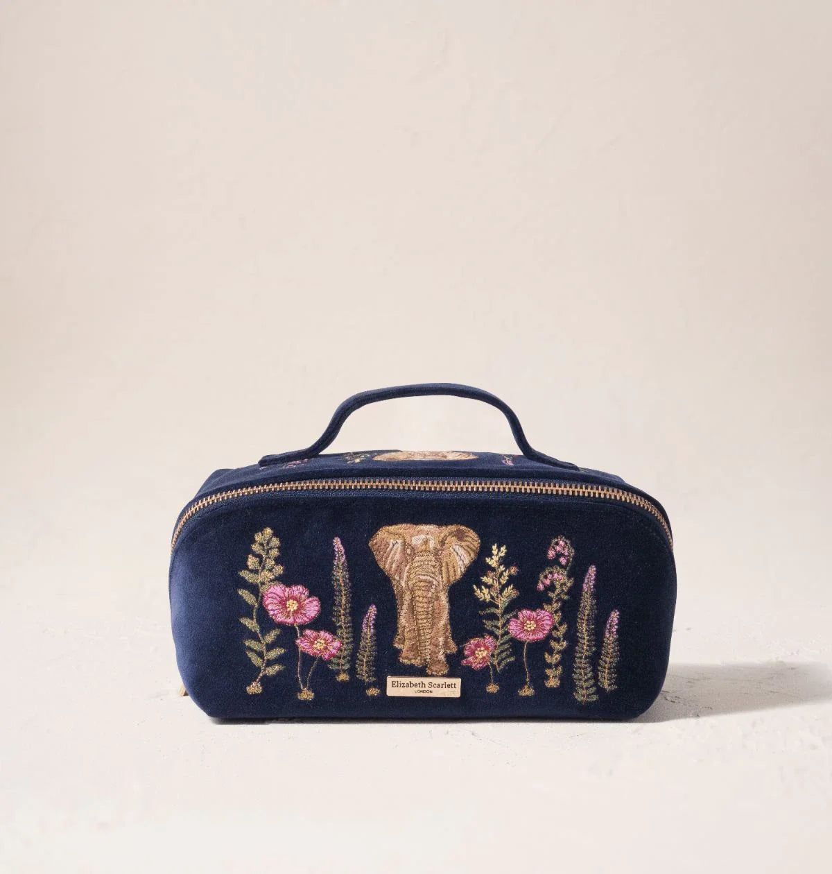 Botanical Elephant Velvet Open Flat Makeup Bag