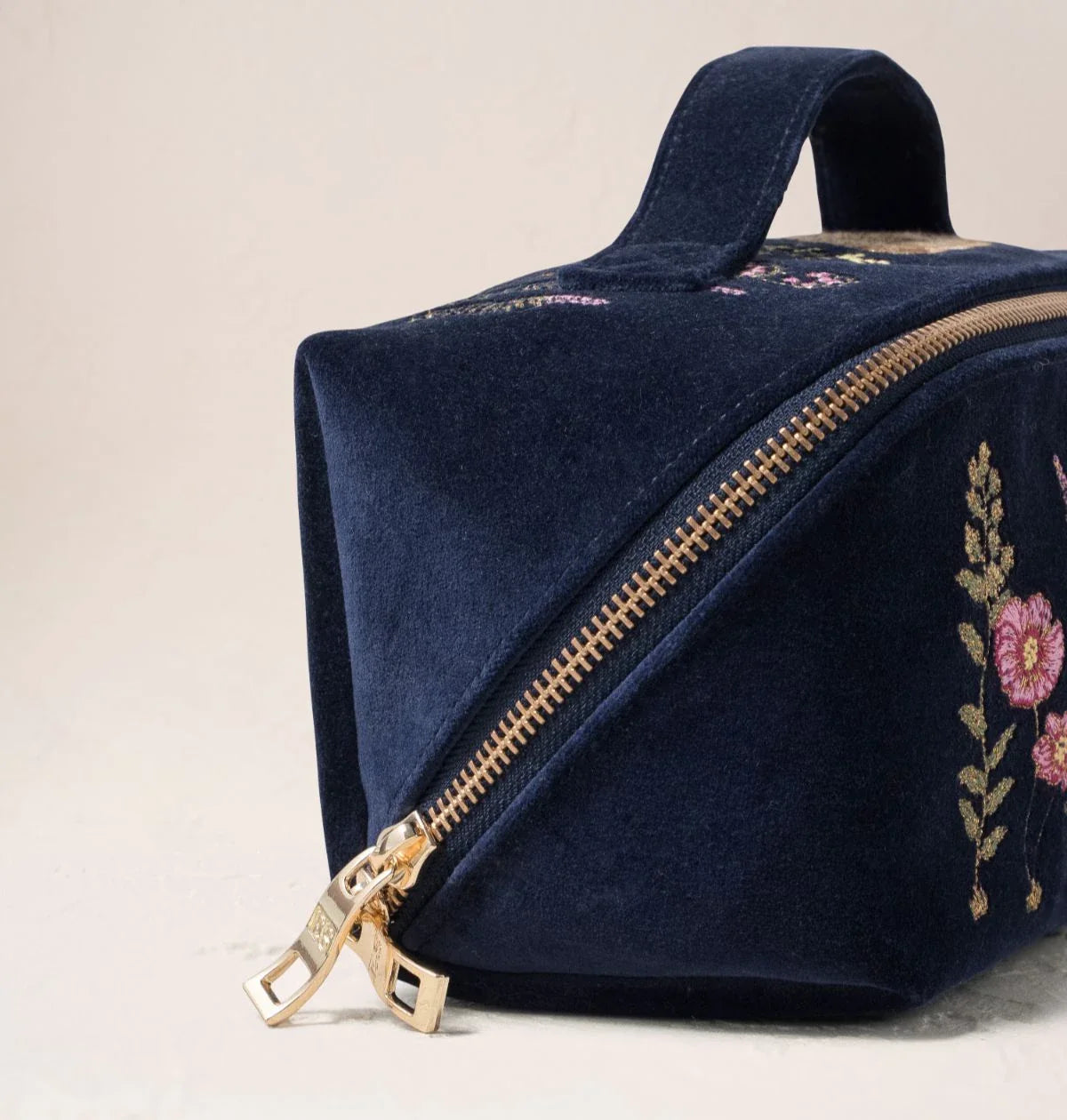 Botanical Elephant Velvet Open Flat Makeup Bag
