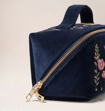 Botanical Elephant Velvet Open Flat Makeup Bag