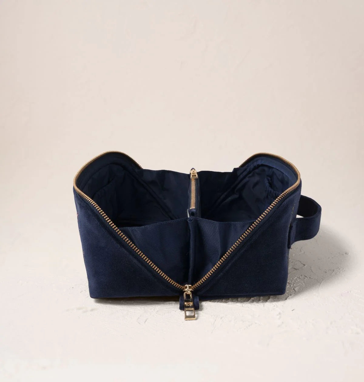 Botanical Elephant Velvet Open Flat Makeup Bag